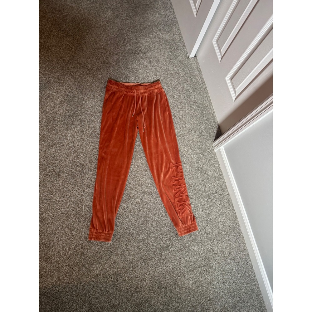Victoria's Secret PINK Y2K Velour Burnt Orange Rust Velvet Sweatpants Small